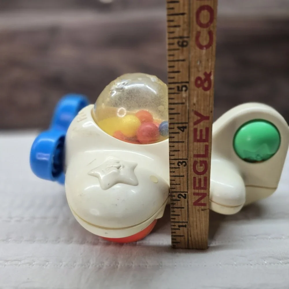 Vintage Playskool Toy Plane Airplane 1988 Yellow‎ Blue Rattle Retro
